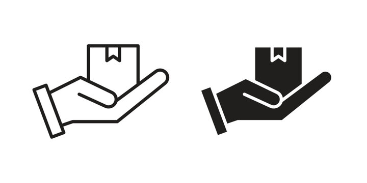 Hand holding box icon in simple modern vector format. EPS icon pack