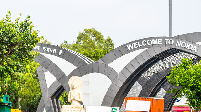 Newly build NOIDA gate located in Gautam Buddha Nagar district of the Indian state of Uttar Pradesh