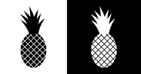 black and white illustration of pineapple icon