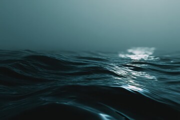 Fototapeta premium Dark water surface: atmospheric abstract render with deep indigo hues and soft waves
