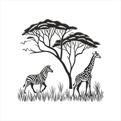 zebra with flowers in wildlife illustration © Nk graphic23