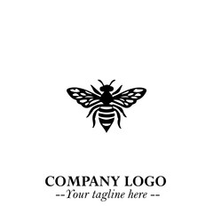 Obraz premium Bee Logo Symbol in Black on the White Background with Simple Modern Insect Design
