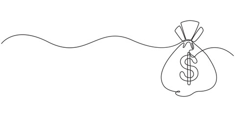 Money continuous one line finance art graph financial icon coin. Continuous one line money single growth chart sketch cash concept hand investment business arrow vector drawing bank doodle background