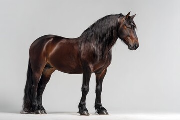 Obraz premium Glossy mane horse standing in side view with elegant posture