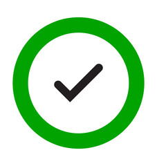 Completion checkmark circle PNG with transparent background, bold green confirmation ring icon in modern UI style for success messages, approvals, verification screens, and alerts.