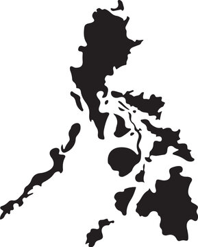 Black silhouette map of the Philippines islands icon
