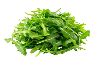 Pile of fresh, vibrant green arugula leaves