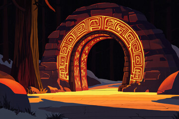 Surreal landscape that integrates Native American spiritual symbols and natural elements