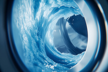 Washing machine with the lid open, revealing the drum inside