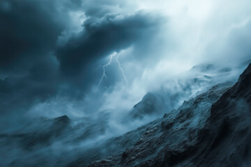 Tornado in the distance, with lightning bolts creating an eerie, electrifying atmosphere