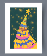 Playful neon strokes topped with star for party ambiance