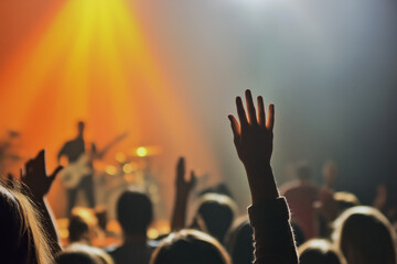 Vocalist singing at a charity event, with a supportive and emotional atmosphere