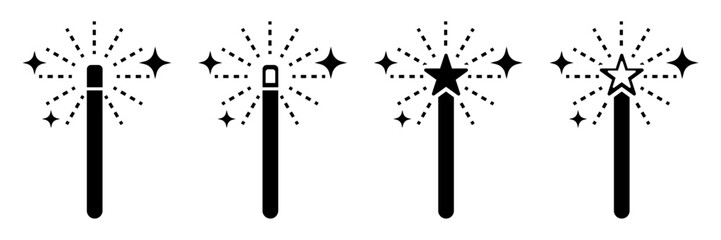Magic Wand Icon Isolated on Transparent Background. Fantasy Tool. Vector Illustration