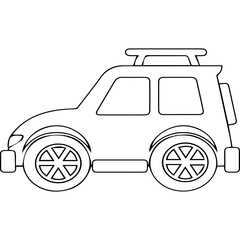 Cute Cartoon SUV Car Line Art with Roof Rack