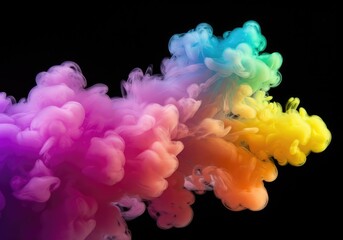Obraz premium Abstract cloud of flowing colorful vapor diffusing in a dark space, creating a mystical and ephemeral background texture ,design ,movement ,futuristic