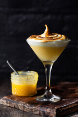 Lemon meringue martini with toasted meringue topping