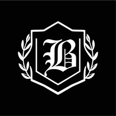 Minimalist Laurel Shield Emblem with Letter A-Z in Elegant Heraldic Design, Combining Royal Aesthetics, Classic Style, and Premium Brand Identity for Luxury and Exclusive Branding Use