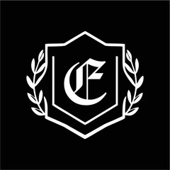 Minimalist Laurel Shield Emblem with Letter A-Z in Elegant Heraldic Design, Combining Royal Aesthetics, Classic Style, and Premium Brand Identity for Luxury and Exclusive Branding Use