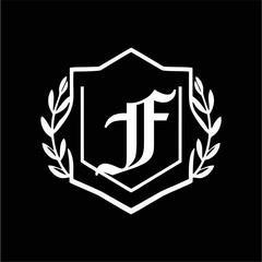 Minimalist Laurel Shield Emblem with Letter A-Z in Elegant Heraldic Design, Combining Royal Aesthetics, Classic Style, and Premium Brand Identity for Luxury and Exclusive Branding Use