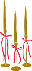 Minimalist Christmas candles line art illustration — elegant winter decor with taper candles and ribbon bows, simple Scandinavian holiday graphic, modern outline vector for seasonal design projects.