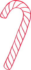 Minimalist candy cane line art illustration &mdash; classic Christmas sweet, simple Scandinavian holiday graphic, modern winter outline vector for seasonal design projects.