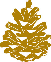 Minimalist pine cone line art illustration &mdash; elegant winter forest element, simple Scandinavian holiday graphic, modern outline vector for seasonal and Christmas design projects.