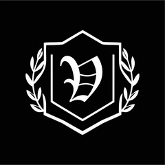 Minimalist Laurel Shield Emblem with Letter A-Z in Elegant Heraldic Design, Combining Royal Aesthetics, Classic Style, and Premium Brand Identity for Luxury and Exclusive Branding Use