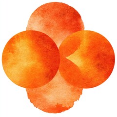 Watercolor orange shapes two circles overlaying a central abstract form