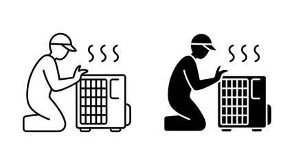 Technician repairing air conditioner, demonstrating hvac maintenance, repair service, and air conditioning system expertise