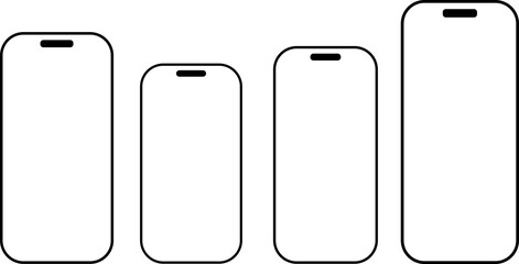 New Iphone 17 series mockup front view isolated on transparent background. Vector illustration. 