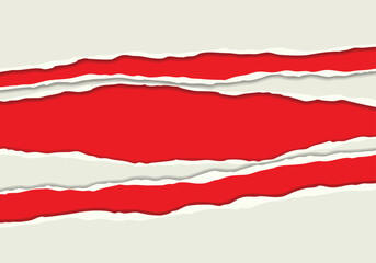 Dynamic ripped paper overlay revealing vibrant red background texture for modern design and abstract concepts