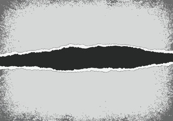 A dynamic torn paper background with a distressed grunge border creating an impactful design element and a stark contrast between textures