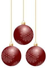 Dark red hanging balls for christmas design decoration with snowflakes