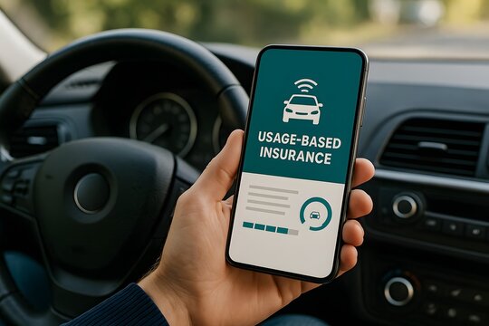 Usage-Based Insurance concept on a smartphone.