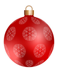 Red gold christmas new year ball with snowflakes