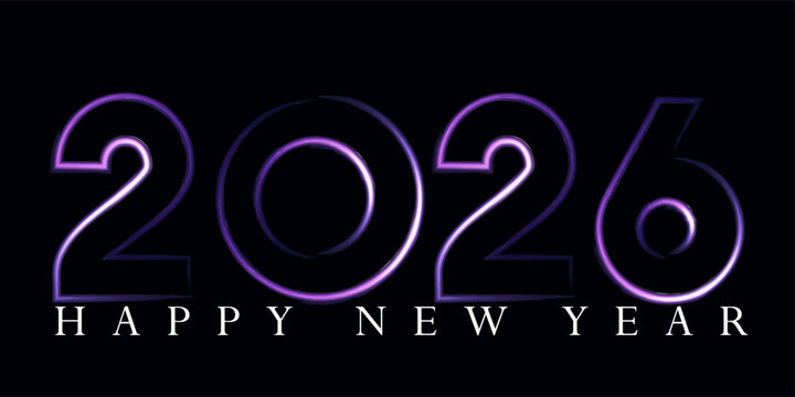 Happy New Year 2026 Elegant Purple Glowing Numbers Illustration