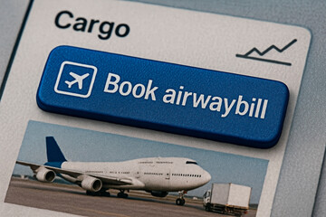 Fototapeta premium An airwaybill book for the concept of transport logistics.
