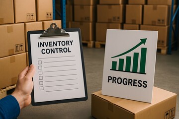 Inventory control in warehouse for the concept of business.