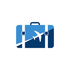 Blue suitcase with airplane silhouette symbolizes travel and adventure, inviting viewers to embark on exciting journeys and explore new destinations, evoking wanderlust.