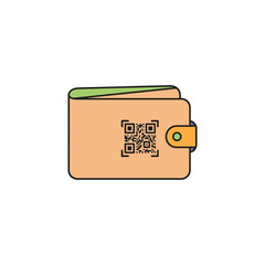Wallet displaying qr code for cryptocurrency transaction, symbolizing secure digital payments and modern financial technology in a minimalist style.