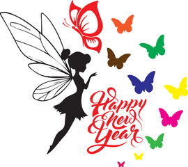 set of butterflies new year