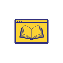 Open book appears on a website interface, symbolizing online education and digital learning in a modern, minimalist style.