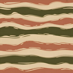 Obraz premium Seamless Wave Pattern: A repeating wave pattern features undulating lines of earthy tones, creating a harmonious and flowing design perfect for backgrounds and textiles.