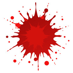 A vibrant red paint splatter creates a bold effect