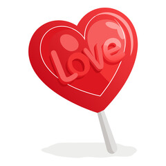 A cartoon illustration of a heartshaped lollipop