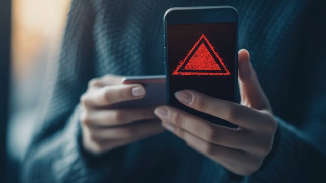 Payment Failed Notification on Smartphone: Person Facing Digital Transaction Error Featuring Red Warning Sign and Financial Alert Highlighting Issues in Online Payment Processing