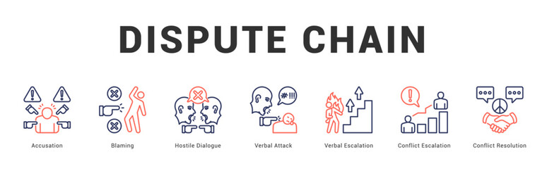 Dispute Chain Modern and clean web banner illustration featuring thematic icons for visual communication