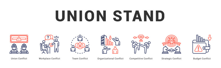 Union Stand Modern and clean web banner illustration featuring thematic icons for visual communication