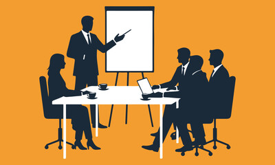 Business Presentation and Data Analysis Teamwork Illustrations