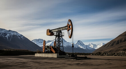 Mountain Oil Rig – Onshore Drilling Platform in Rugged Terrain for Energy and Petroleum Extraction